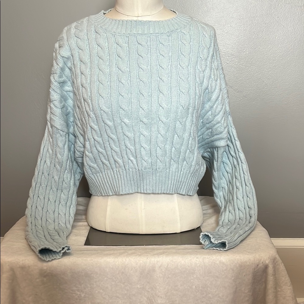 Light Blue Cable Knit Sweater